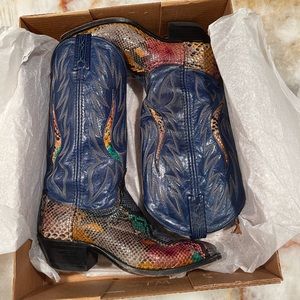 Beautiful navy and multicolored cowboy boots